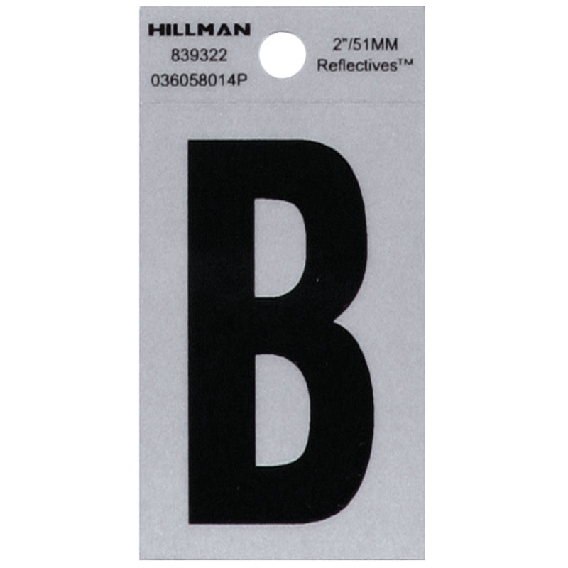 HILLMAN 2 in. Reflective Black VinylÂ  Self-Adhesive Letter B 1 pc