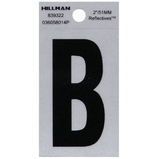 HILLMAN 2 in. Reflective Black VinylÂ  Self-Adhesive Letter B 1 pc