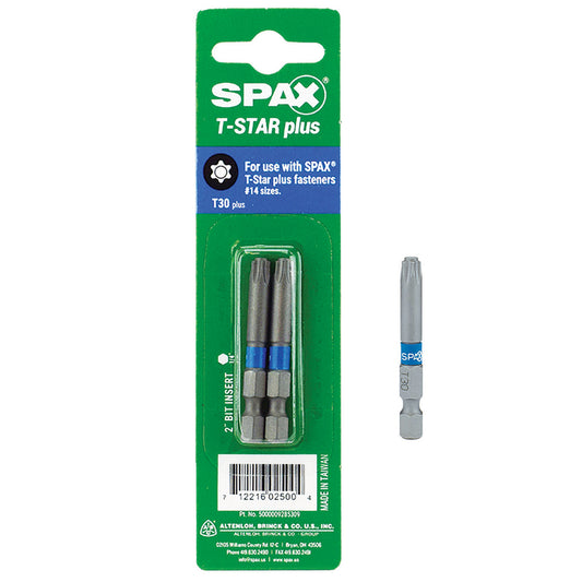 SPAX T30 X 2 in. L Steel Drill and Driver Bit Hex Shank 2 pk