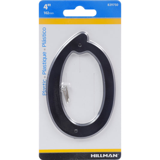 HILLMAN 4 in. Black Plastic Nail-On Number 0 1 pc