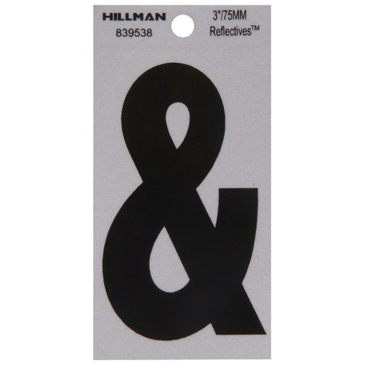 HILLMAN 3 in. Reflective Black VinylÂ  Self-Adhesive Special Character Ampersand 1 pc
