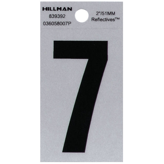 HILLMAN 2 in. Reflective Black VinylÂ  Self-Adhesive Number 7 1 pc