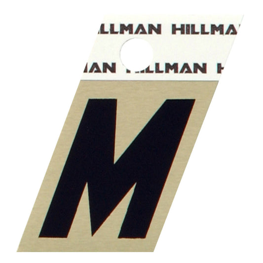 HILLMAN 1.5 in. Black Aluminum Self-Adhesive Letter M 1 pc
