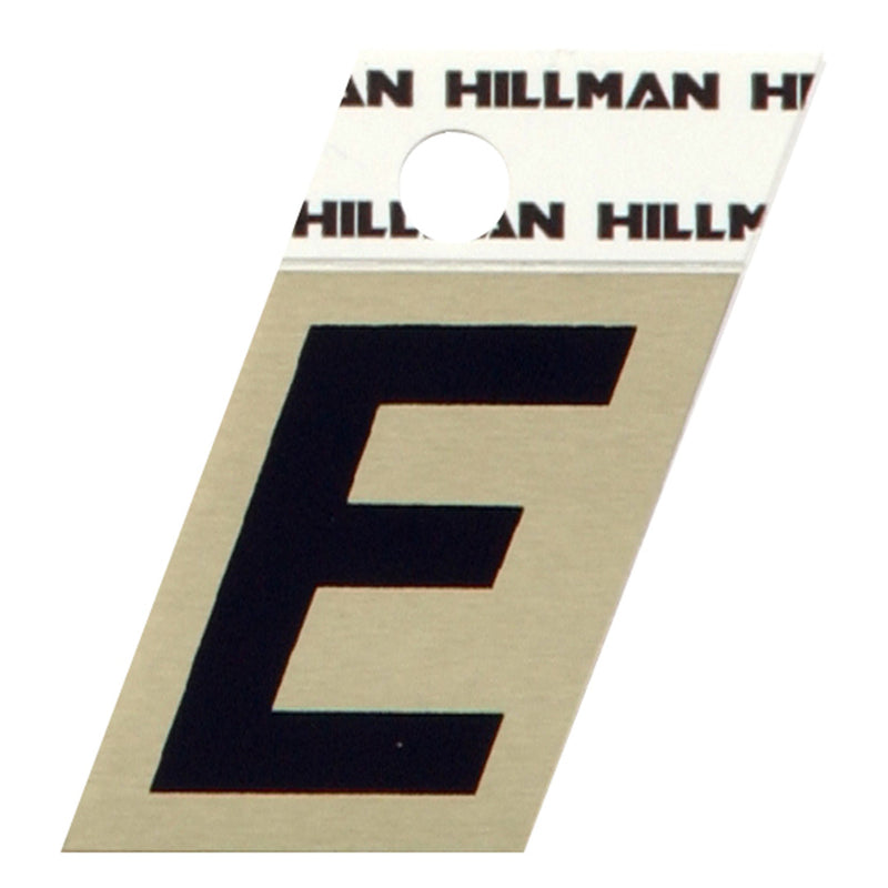 HILLMAN 1.5 in. Black Aluminum Self-Adhesive Letter E 1 pc
