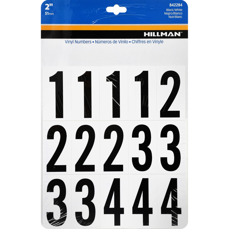 HILLMAN 2 in. Black Vinyl Self-Adhesive Number Set 0-9 35 pc