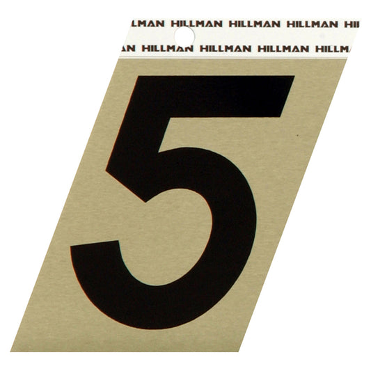 HILLMAN 3 in. Reflective Black VinylÂ  Self-Adhesive Number 5 1 pc