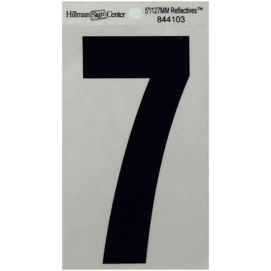 HILLMAN 5 in. Reflective Black VinylÂ  Self-Adhesive Number 7 1 pc