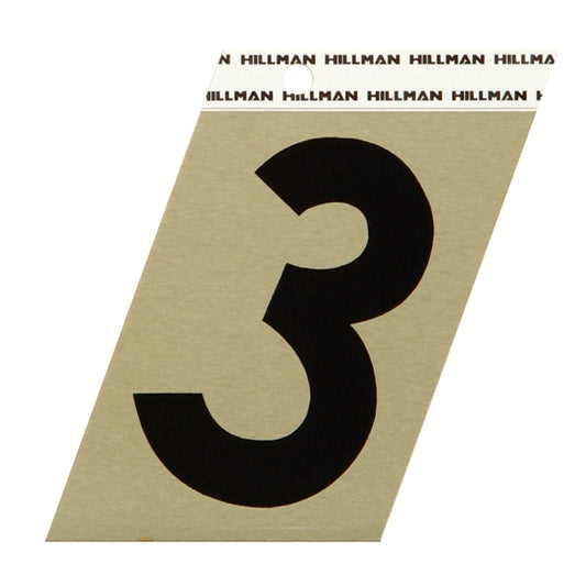 HILLMAN 3 in. Reflective Black VinylÂ  Self-Adhesive Number 3 1 pc