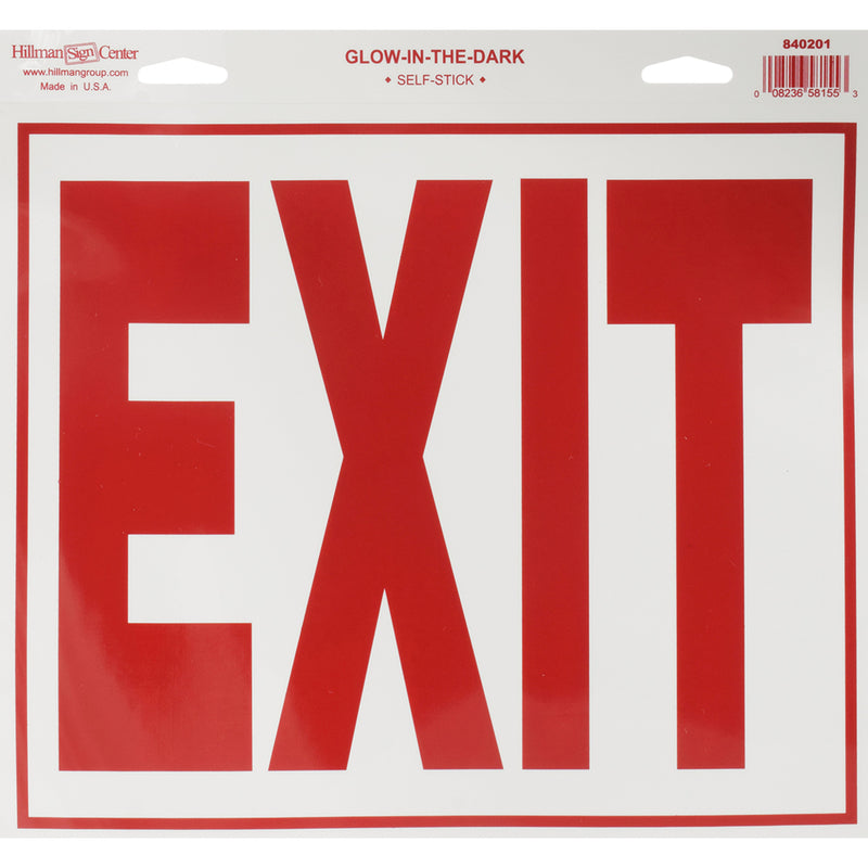 HILLMAN English White Exit Decal 11 in. H X 12 in. W