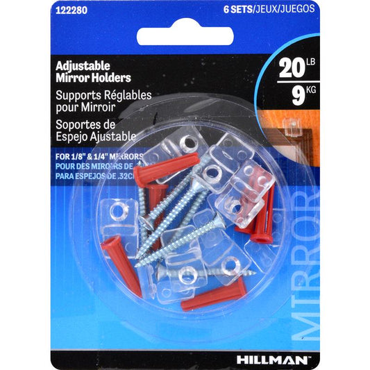 HILLMAN Clear Medium Mirror Holder Kit 20 lb 6 pk