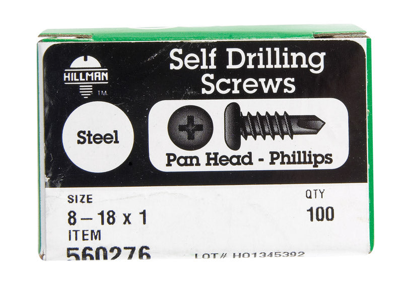 HILLMAN No. 8 Ga. X 1 in. L Phillips Pan Head Self-Drilling Screws 100 pk