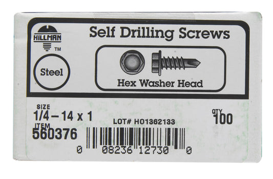 HILLMAN 1/4 in. Ga. X 1 in. L Hex Hex Washer Head Sheet Metal Screws 100 pk