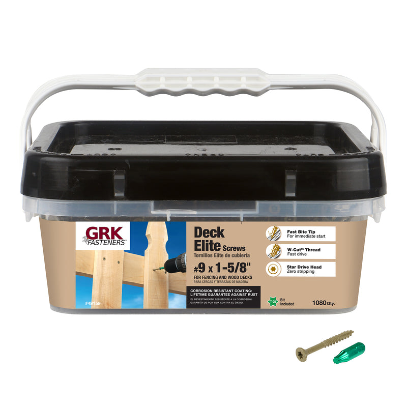 GRK Fasteners Deck Elite No. 9 in. X 1-5/8 in. L Tan Star Star Head Deck Screws 1080 pk