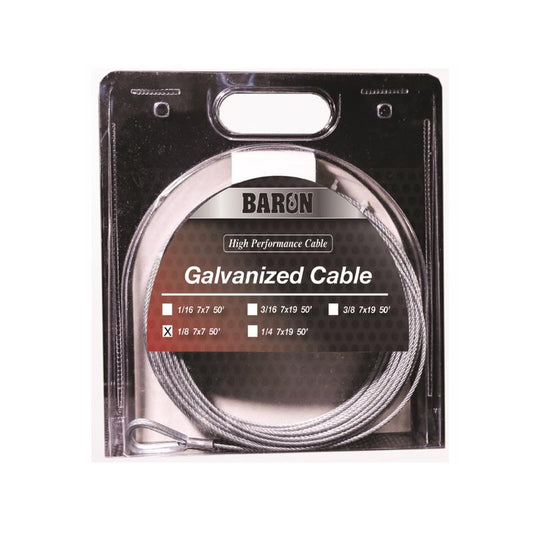 Baron 1/8 in. D X 50 ft. L Galvanized Steel Aircraft Cable