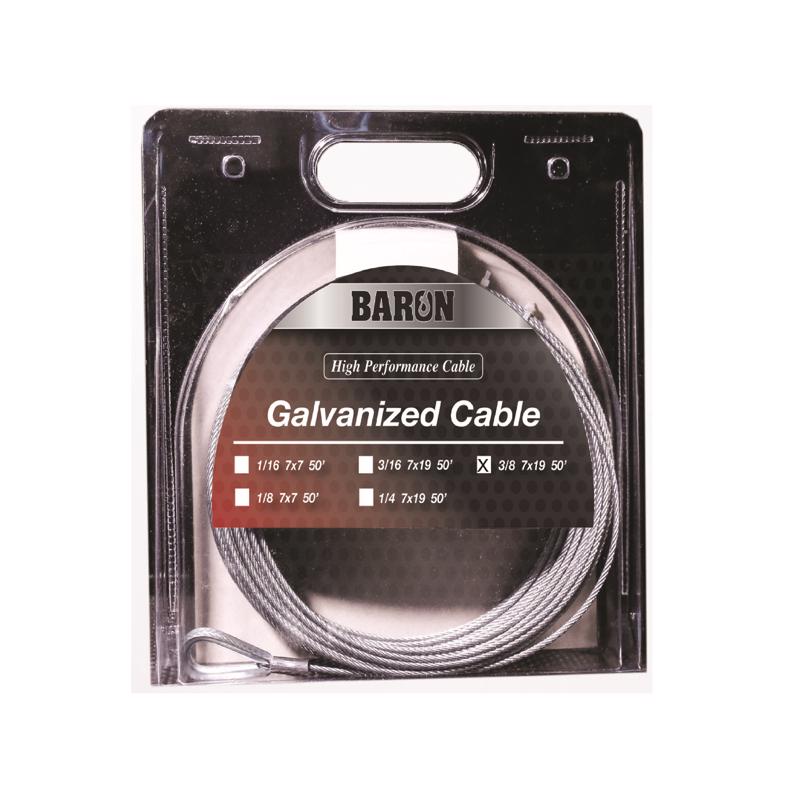 Baron 3/8 in. D X 50 ft. L Galvanized Steel Aircraft Cable