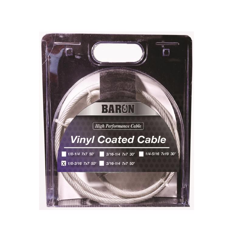 Baron 1/8-3/16 in. D X 50 ft. L Vinyl Coated Galvanized Steel Aircraft Cable