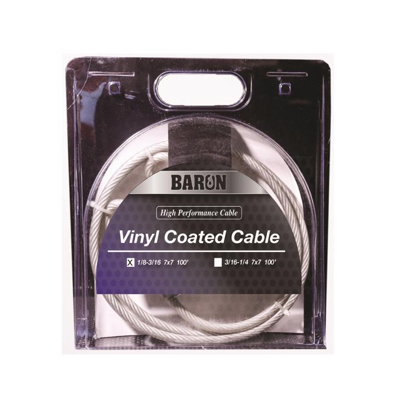 Baron 1/8-3/16 in. D X 100 ft. L Vinyl Coated Galvanized Steel Aircraft Cable