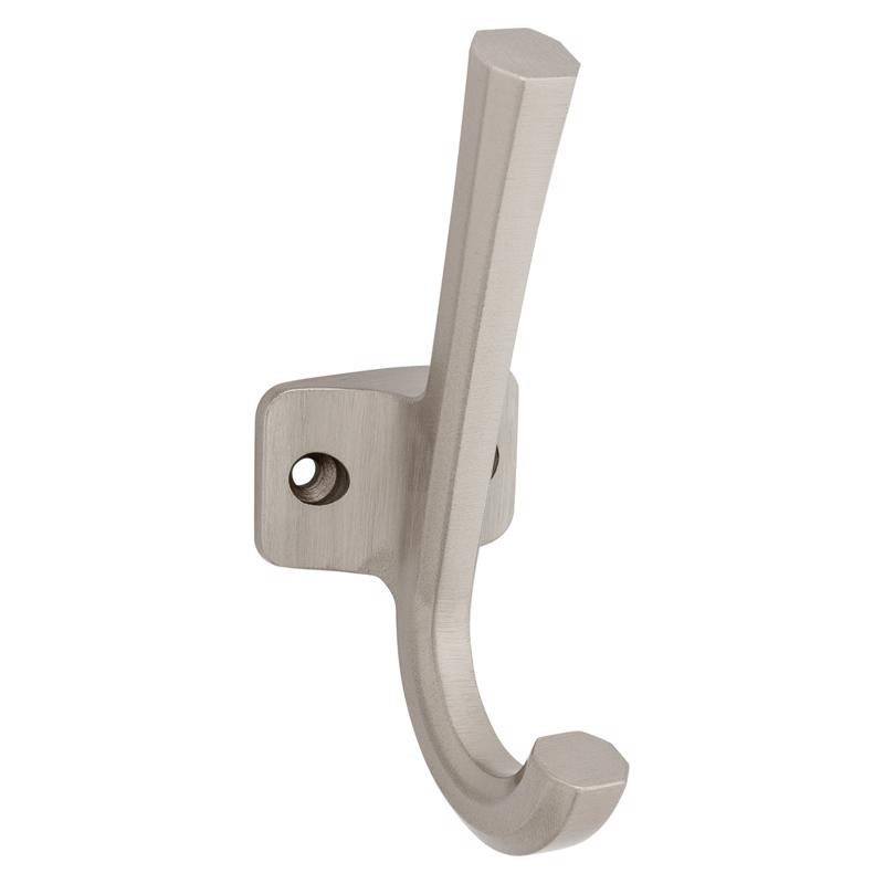 National Hardware Powell Medium Satin Nickel Silver Aluminum 4-15/16 in. L Angled Hook 60 lb 1 pk