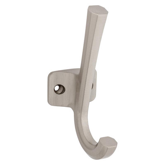 National Hardware Powell Medium Satin Nickel Silver Aluminum 4-15/16 in. L Angled Hook 60 lb 1 pk