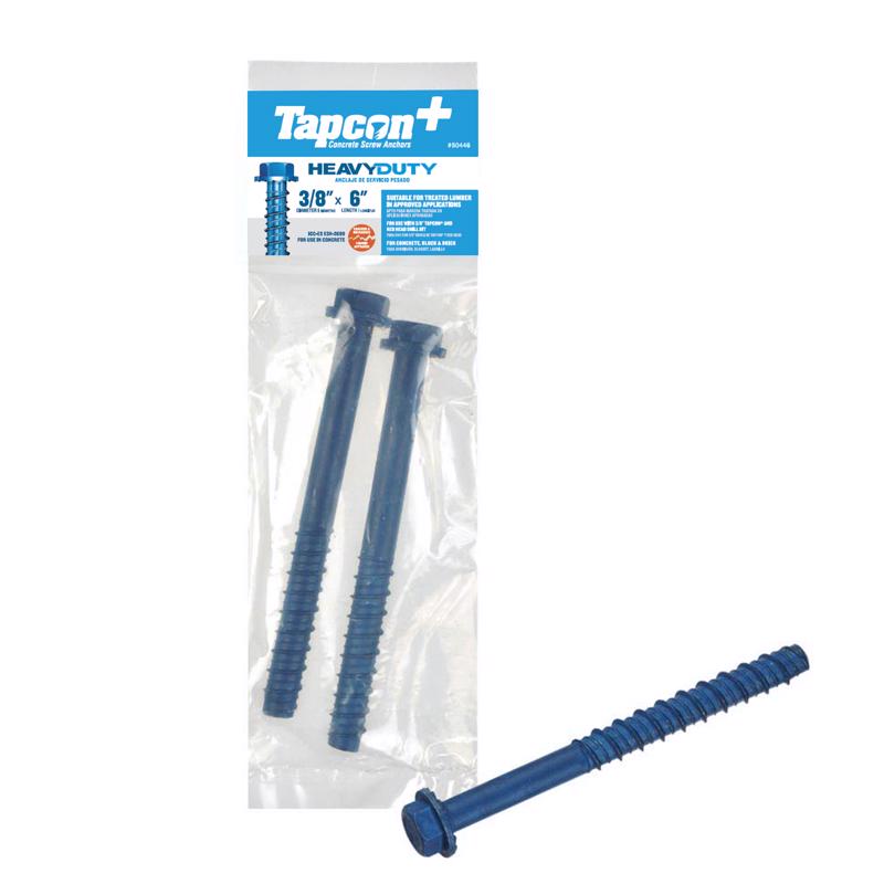 Tapcon 3/8 in. in. X 6 in. L Hex Drive Hex Washer Head Assorted Concrete Screws