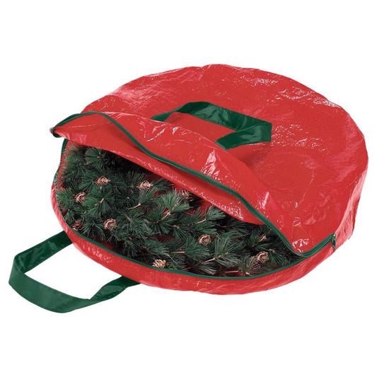 Whitmor Black/Red Wreath Storage Bag 17  H X 8 in. W X 1.8 in. D