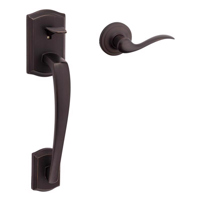 Kwikset  Prescott Venetian Bronze Entry Handleset 1-3/4 in.