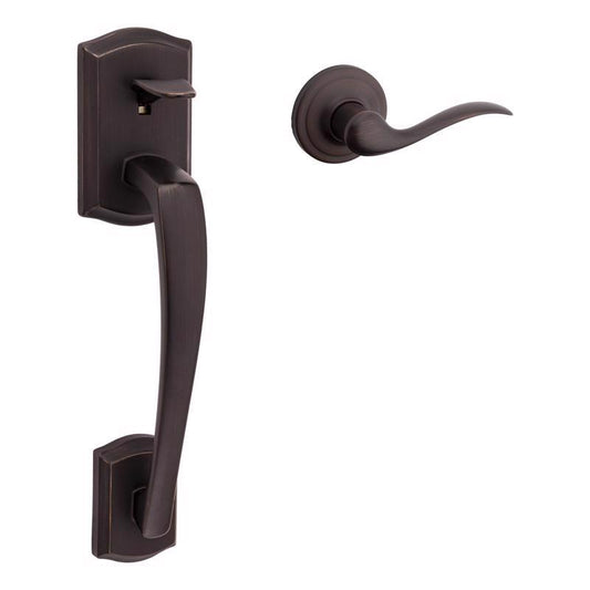 Kwikset  Prescott Venetian Bronze Entry Handleset 1-3/4 in.