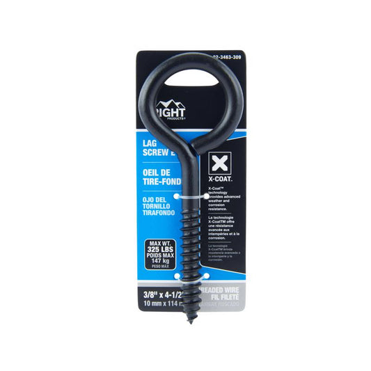 Wright 3/8 in. D X 4-1/2 in. L Black Steel Lag Screw Eye 325 lb 1 pk