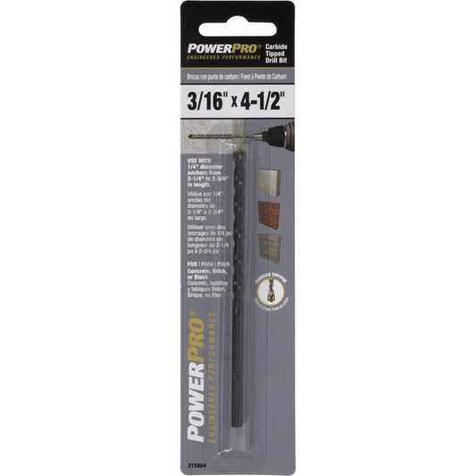 HILLMAN Power Pro 3/16 in. X 4-1/2 in. L Carbon Steel Drill Bit 1 pk