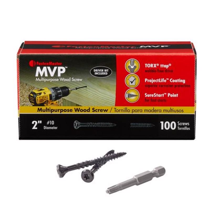 FastenMaster MVP 2 in. L Torx Ttap Black Tapping Wood Screws 100 pk