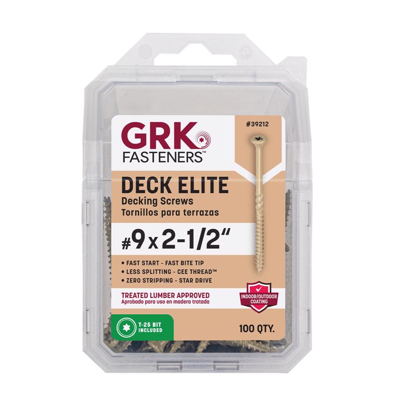 GRK Fasteners Deck Elite No. 9 in. X 2-1/2 in. L Gold Star Bugle Head Deck Screws 1 pk
