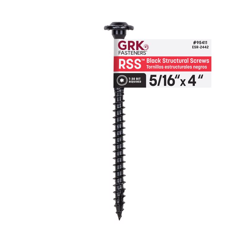 GRK Fasteners RSS 5/16 or No. 15 in. X 4 in. L Star Black W-Cut Structural Wood Screws 1 pk