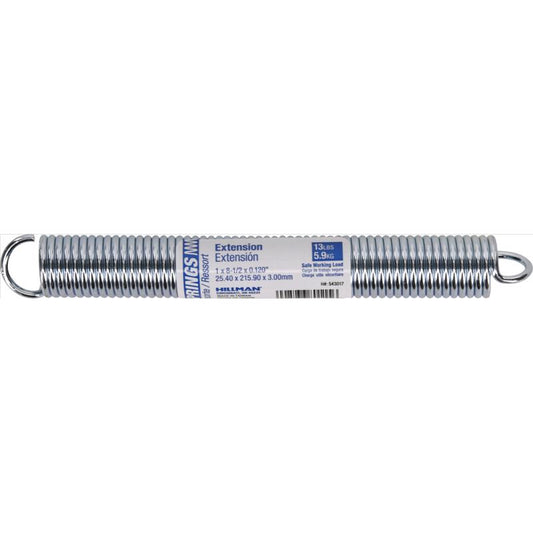 HILLMAN 8.5 in. L X 1 in. D Extension Spring 1 pk