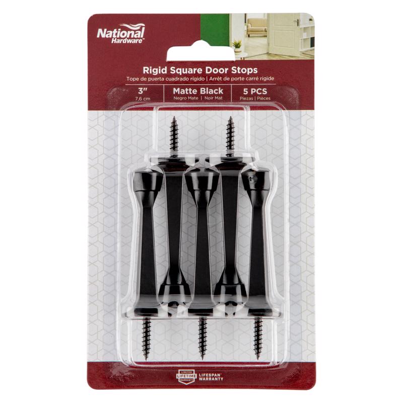 National Hardware Zinc Matte Black Rigid Door Stop Mounts to wall 0.97 in.