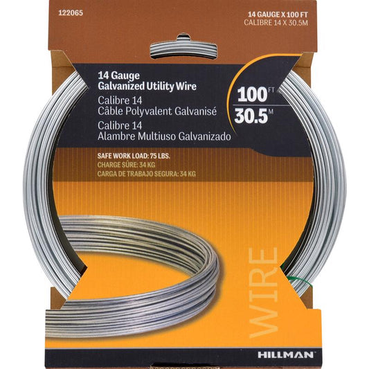HILLMAN 100 ft. L Galvanized Steel 14 Ga. Solid Wire