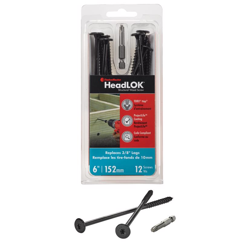 FastenMaster Headlok 6 in. L Torx Ttap T30 Coarse Structural Wood Screws 12 pk