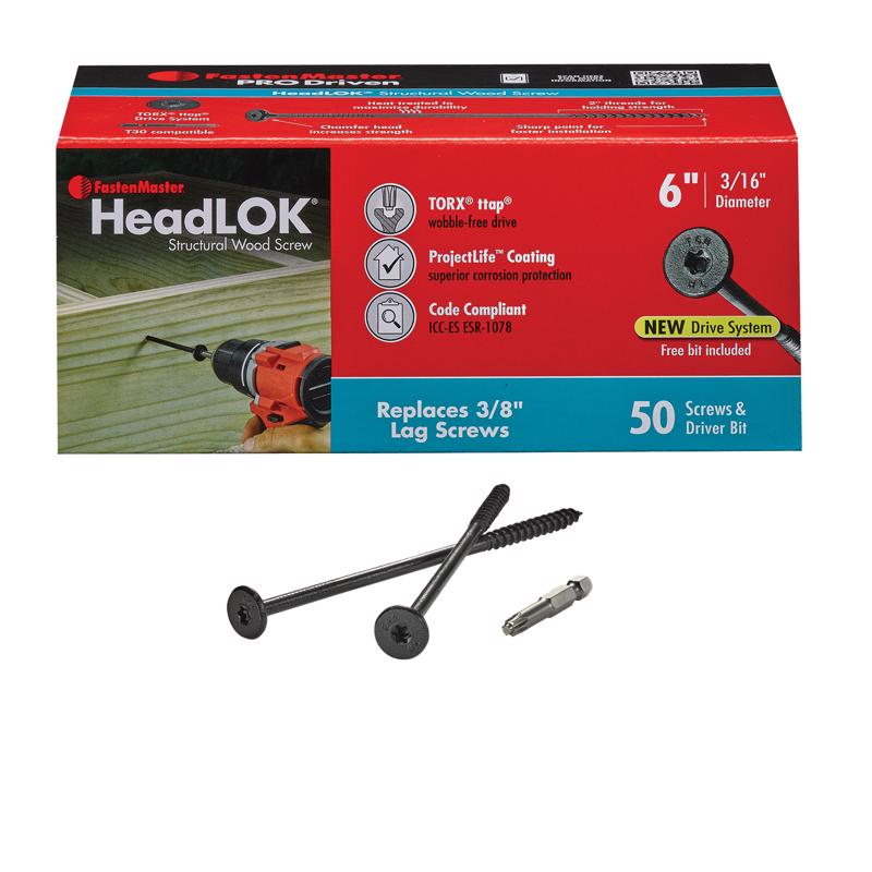 FastenMaster Headlok 6 in. L Torx Ttap T30 Coarse Structural Wood Screws 1 pk
