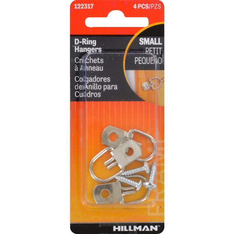 HILLMAN Zinc Silver Small D-Ring Hanger 1 lb 4 pc