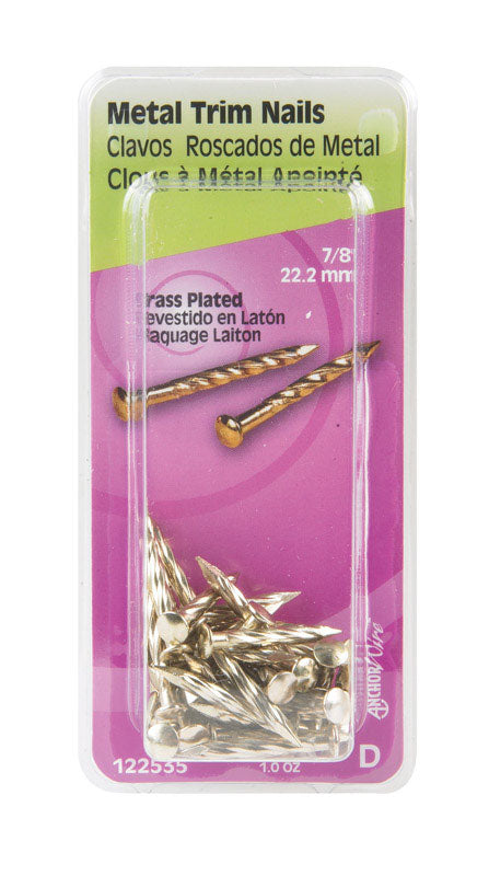 HILLMAN Anchor Wire 7/8 in. Trim Brass-Plated Steel Nail Flat Head 1 oz