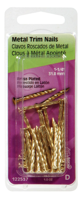 HILLMAN Anchor Wire 1-1/4 in. Trim Brass-Plated Steel Nail Flat Head 1 oz