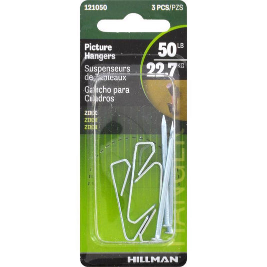 HILLMAN Zinc Silver Conventional Picture Hanger 50 lb 1 pk