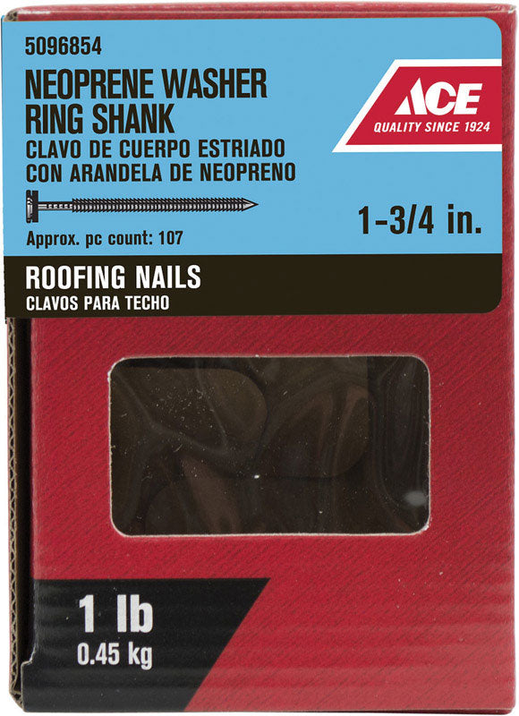 Ace 1-3/4 in. Roofing Galvanized Steel Nail Round Head 1 lb