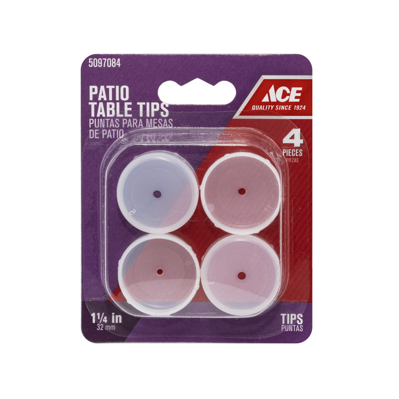 Ace Plastic Patio Table Tips Clear Round 1-1/4 in. W 4 pk
