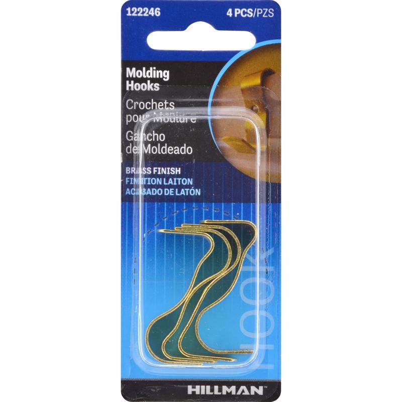 HILLMAN Brass-Plated Gold Small Molding Hook 1 lb 1 pk