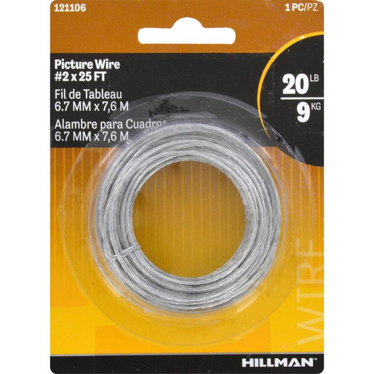 HILLMAN Galvanized Silver Braided Picture Wire 20 lb 1 pk