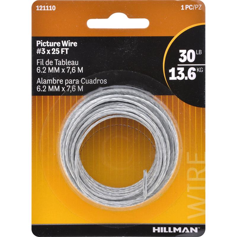 HILLMAN Galvanized Silver Braided Picture Wire 30 lb 1 pk