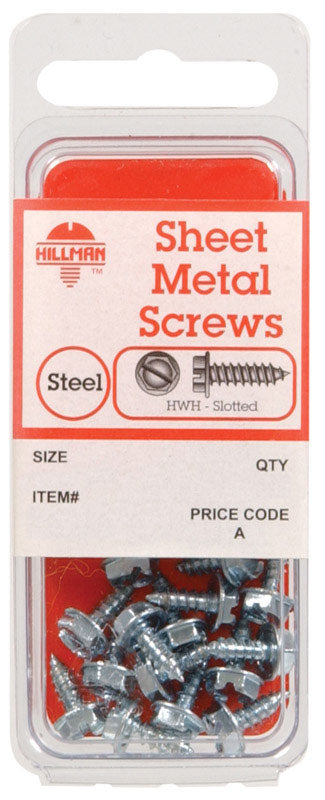 HILLMAN No. 8 Ga. X 1 in. L Slotted Hex Head Sheet Metal Screws 1 pk