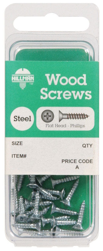 HILLMAN No. 6 X 1/2 in. L Phillips Zinc-Plated Coarse Wood Screws 1 pk