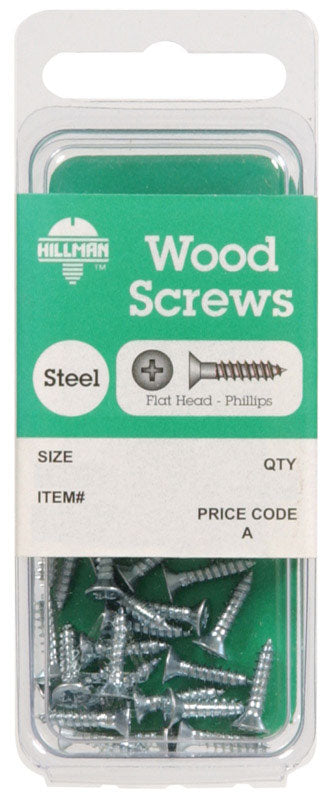 HILLMAN No. 6 X 2 in. L Phillips Zinc-Plated Coarse Wood Screws 1 pk