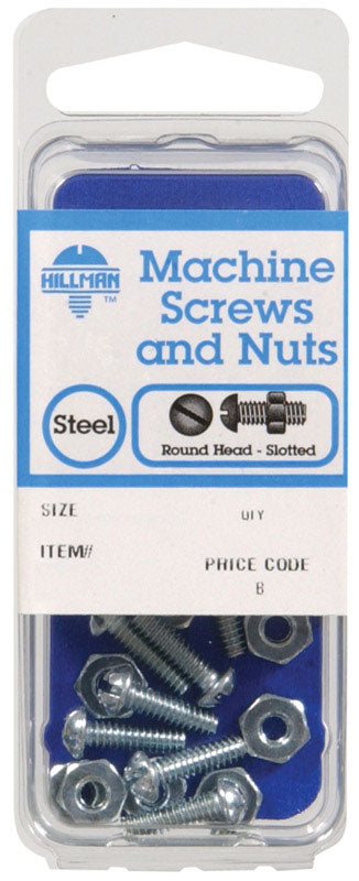 HILLMAN No. 6-32 in. X 1-1/2 in. L Slotted Round Head Zinc-Plated Steel Machine Screws 1 pk
